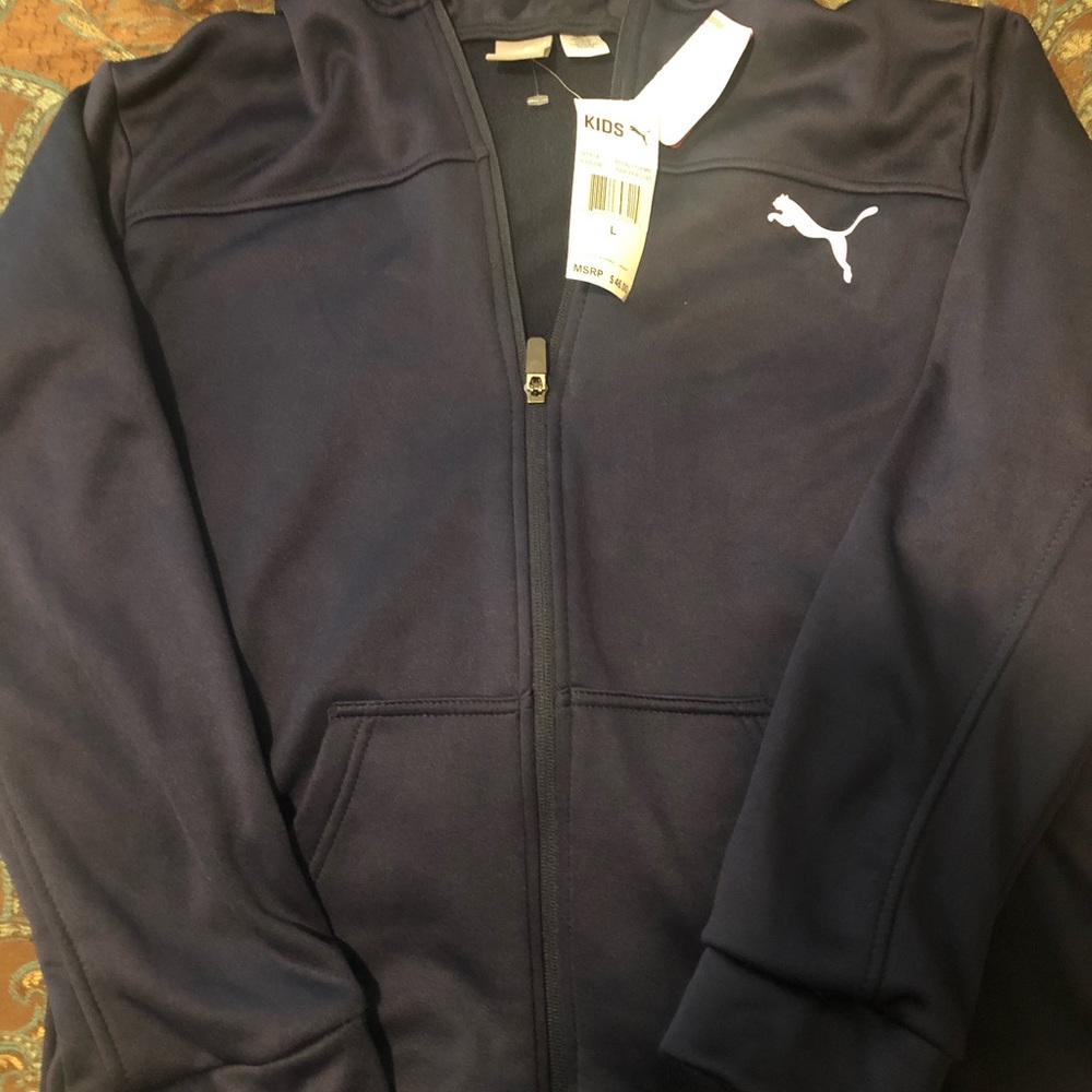 New Navy Blue Puma Coat Boys Size L (14-16)
